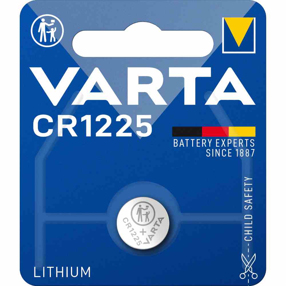 VARTA CR1225 Knopfzelle, 3V, Lithium, 35mAh, Ø12x2,5mm, ELECTRONICS, VE = 1er Blister – CR1225