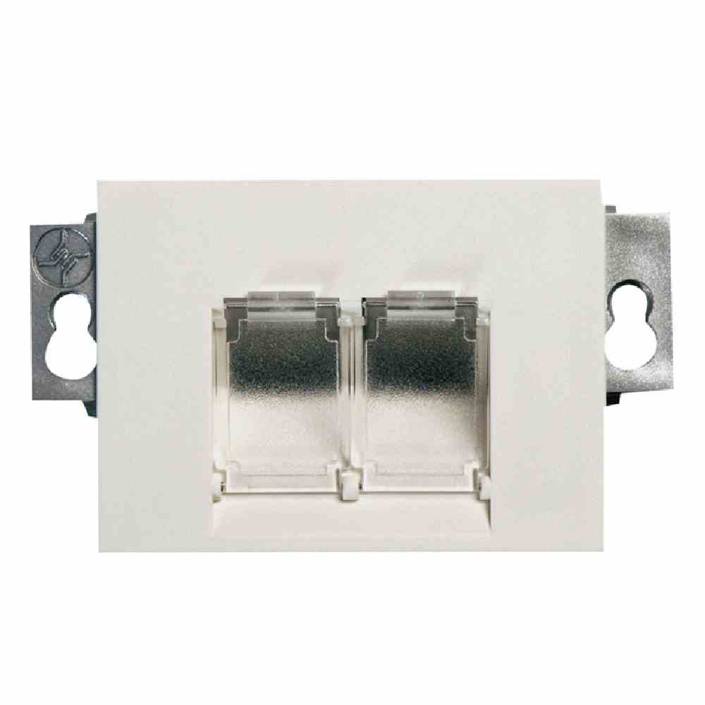 TELEGÄRTNER Modulaufnahme, 2xRJ45 8 (8), RAL7035, weiß, Schneidklemm, designfähig, Zentralplatte – H02041A0016