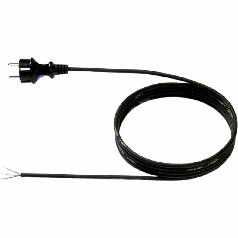 BACHMANN Netzanschlussleitung, 5m, 3x1mm², Gummi, schwarz, Schutzkontaktstecker, Aderendhülse, 0-70°C, 250V – 320.176