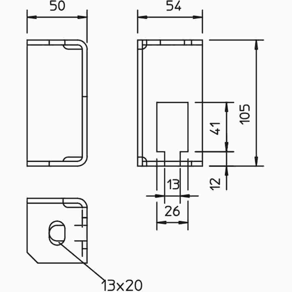 OBO BETTERMANN Brandschutzbügel für Funktionserhalt 105x50x54, St, FT 105x50mm, St, tfverzinkt – BSB FT