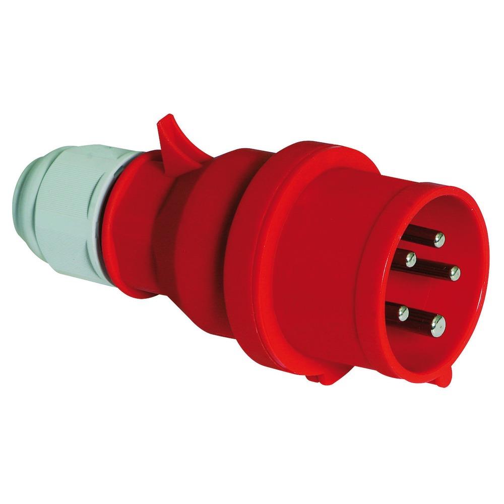 BALS CEE-Stecker, 5p, 32A, IP44, 400V (50+60Hz) rot, 6h, schraublose Klemme, gerade, Kunststoff, Verschraubung – 2148