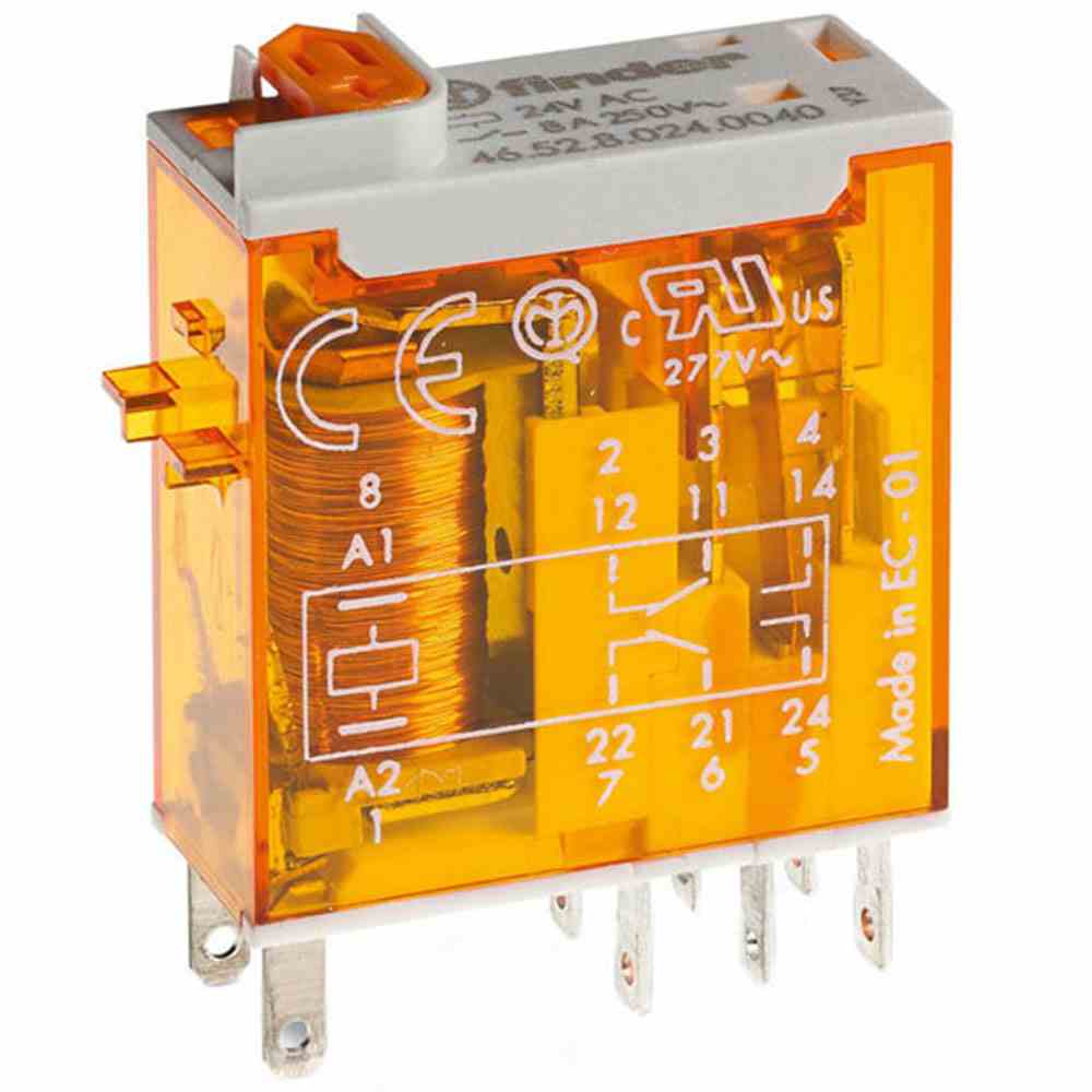 FINDER Relais, 2 Wechsler 8 A, Spule 230 V AC mit Steckanschlüssen – 465282300040