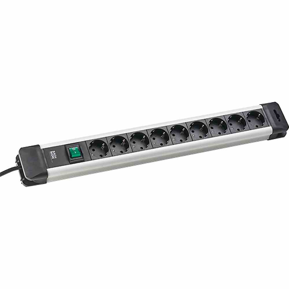 BACHMANN CONNECTUS Steckdosenleiste, 9f, schwarz, Ein-/Ausschalter, 2m, 35°, IP20, 1,5mm²