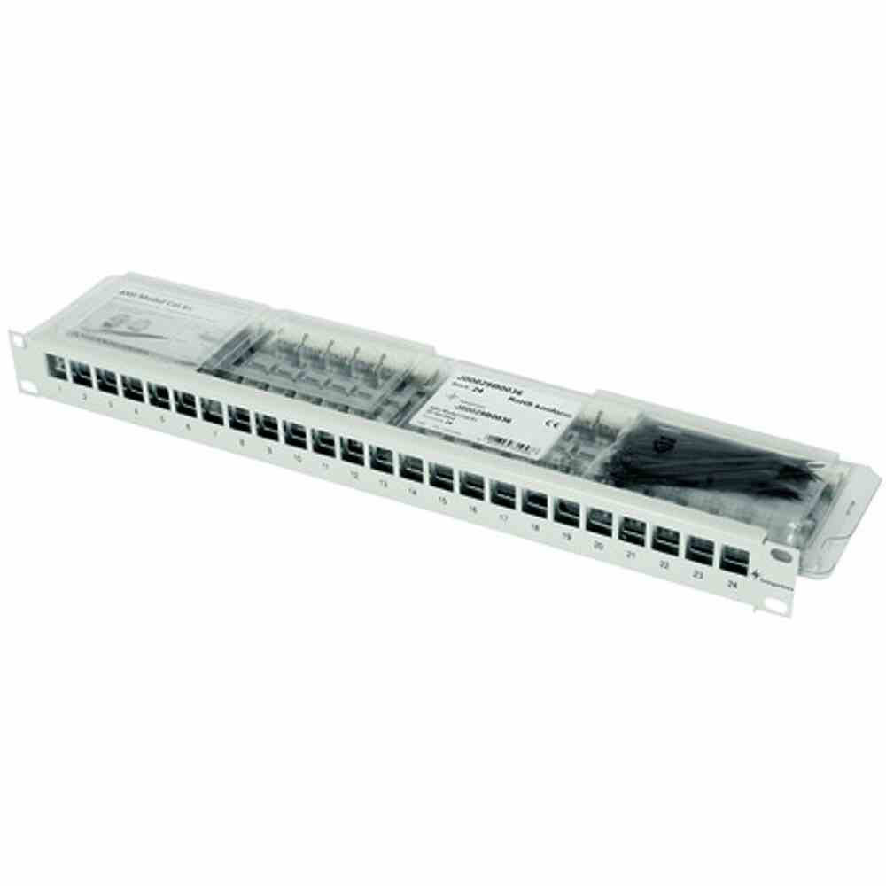 TELEGÄRTNER Patchpanel 48,3cm (19") mit 24xAMJ-Modul Cat.6+ mit Kabelabfang – J02023K0027
