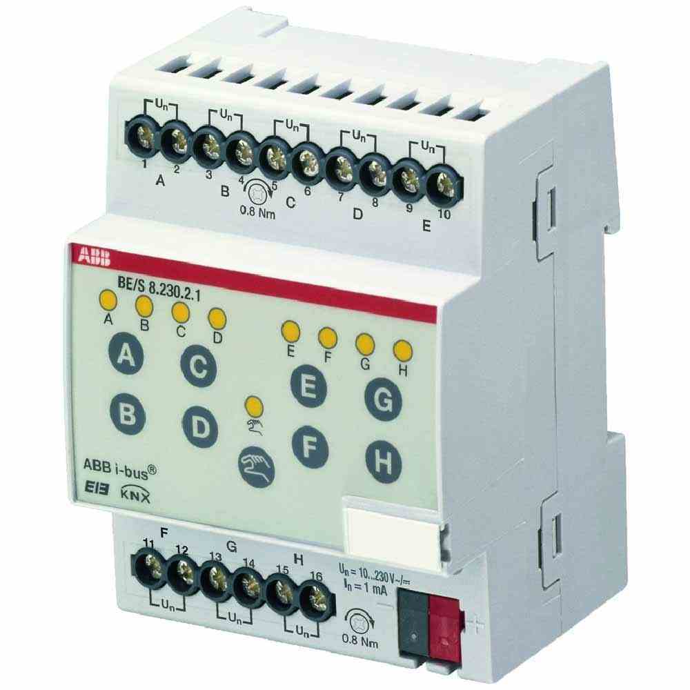 ABB Binäreingang, Bussystem KNX, REG, 4TE, mit LED-Anzeige, 8f – BE/S8.20.2.1