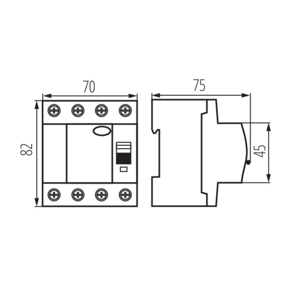 IDEAL TS by Kanlux FI Schalter 40A / 4polig /0,03 - FI - Fehlersromschutzschalter TYP A