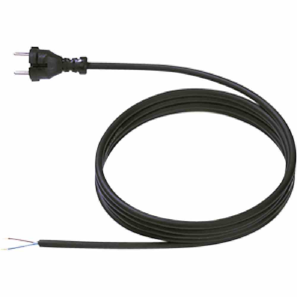 BACHMANN Netzanschlussleitung, 3m, 2x1mm², Gummi, schwarz, Aderendhülse, Konturenstecker, 0-70°C, 250V – 246.175 BACHMANN Netzanschlussleitung, 3m, 2x1mm², Gummi, schwarz, Aderendhülse, Konturenstecker, 0-70°C, 250V – 246.175