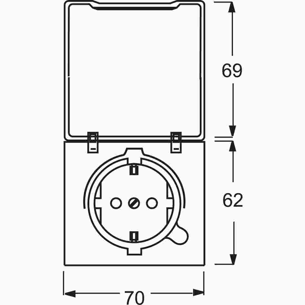 BUSCH-JAEGER Allwetter 44 Steckdose, 1f, alpinweiß, glänzend, Unterputz, mit erhöhtem Berührungsschutz, horizontal/vertikal, mit Klappdeckel, IP44 – 20 EUGKB-34-101