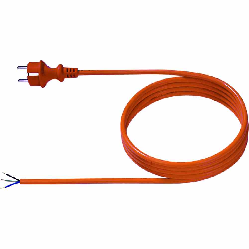 BACHMANN Netzanschlussleitung, 5m, 3x1,5mm², PUR (Polyurethan), orange, Schutzkontaktstecker, Aderendhülse, 0-70°C, 250V – 327.876