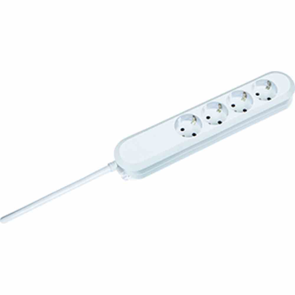 BACHMANN Steckdosenleiste, 4f, weiß, 1,5m, 35°, IP20, 1,5mm² – 381.221K