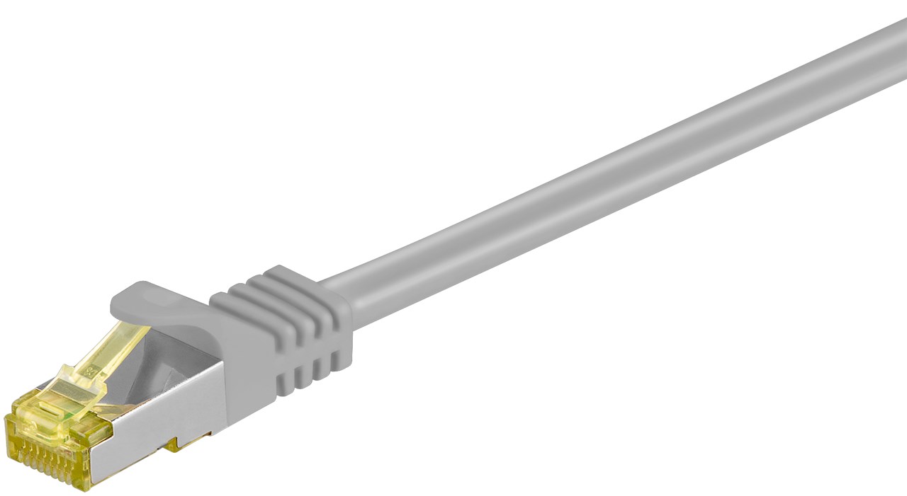 RJ45 Patchkabel CAT 6A S/FTP (PiMF), 500 MHz mit CAT 7 Rohkabel, grau 15m