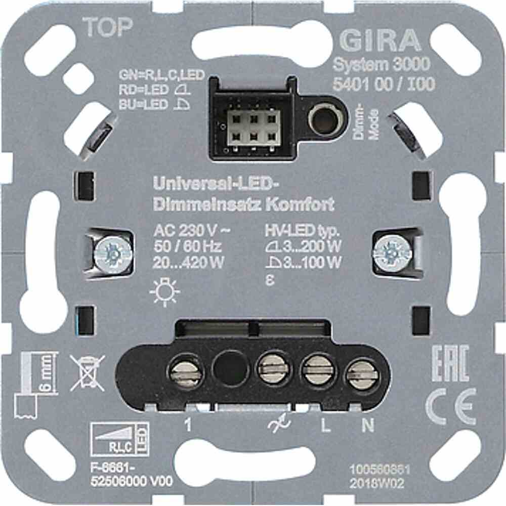 Gira S3000 Uni-LED-Dimmeins. Komfort Einsatz