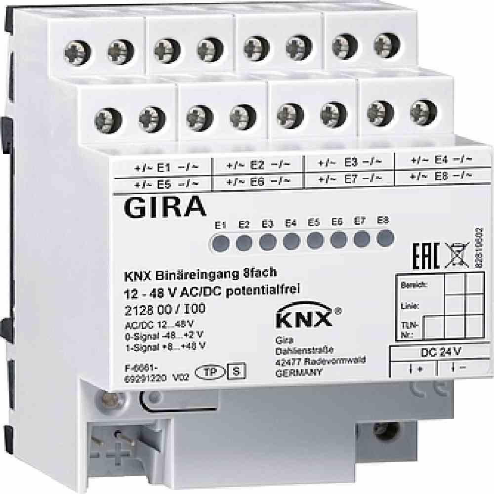 Gira Binäreing. 8f 12 - 48 V AC/DC pot.frei KNX REG