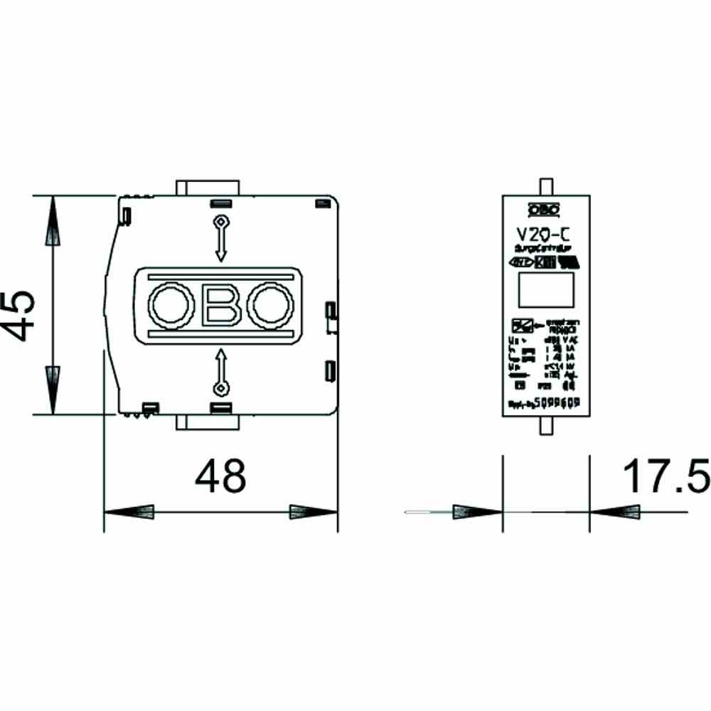 OBO BETTERMANN SurgeController Oberteil - Typ 2 Überspannungsableiter 280V