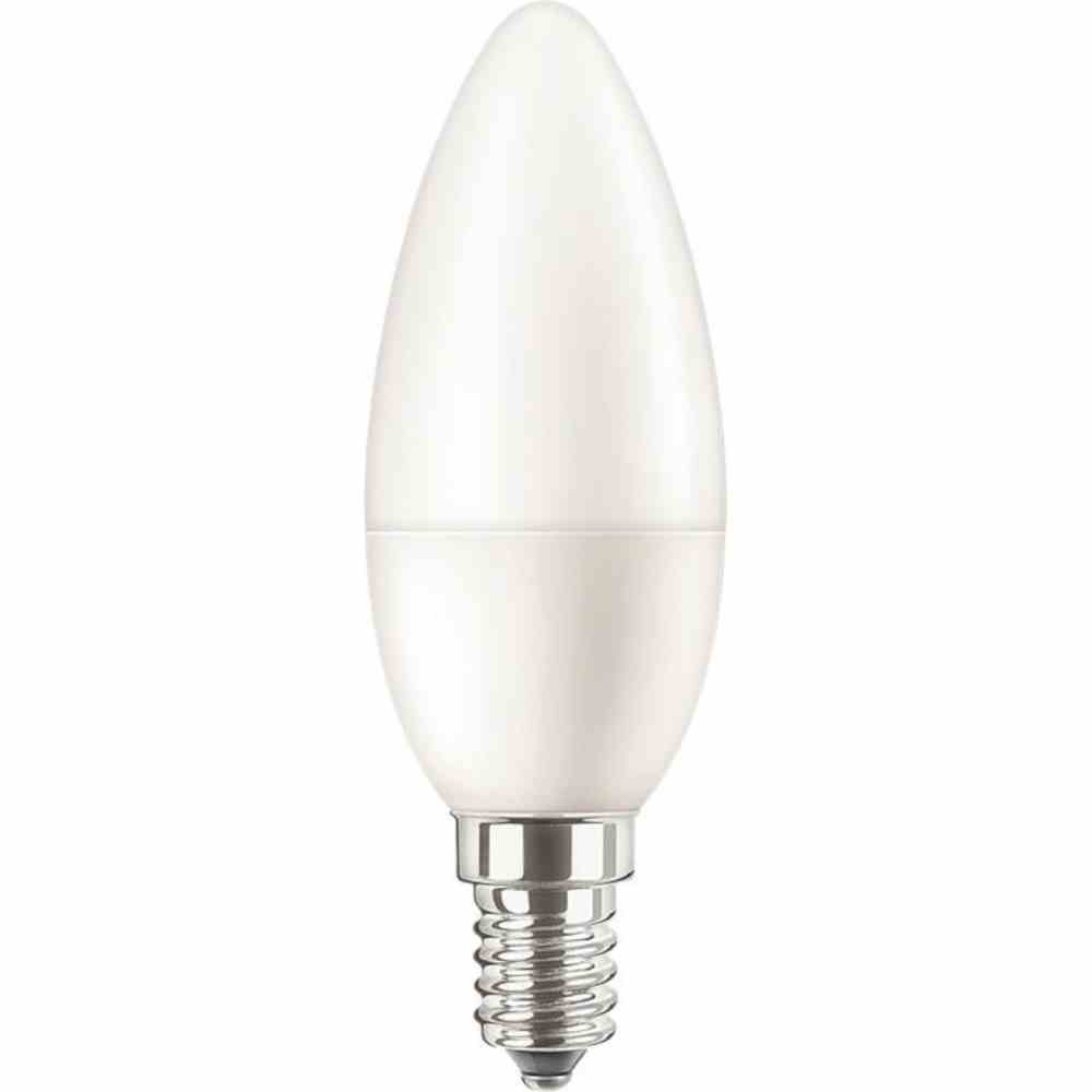 PHILIPS LED-Kerzenlampe, E14, B35, 5W, 2700K, extrawarmweiß, 470lm, matt, AC, Ø35x106mm, 220-240V – CorePro LEDcandle 5-40W 827 E14 B35 matt