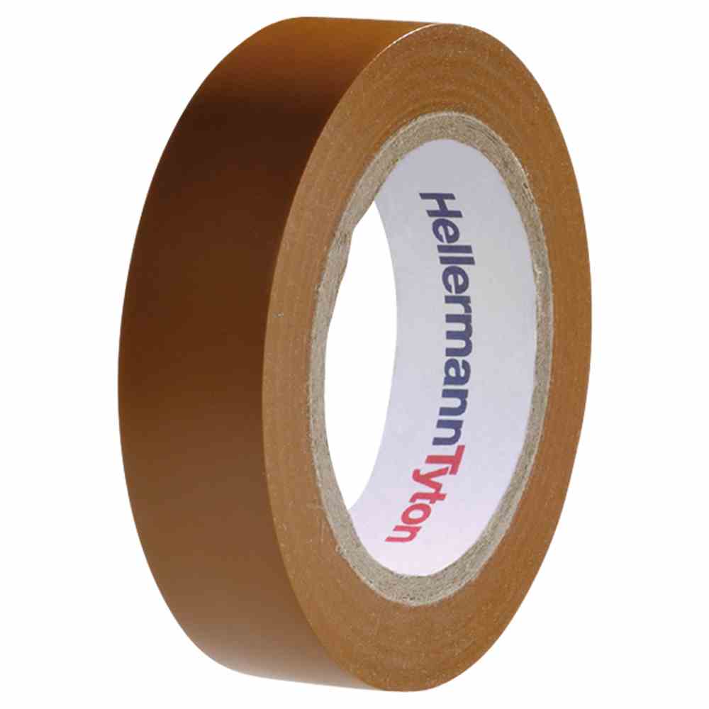 HELLERMANN TYTON Isolierband, Polyvinylchlorid (PVC), 15mm, 10m, braun, -10-90°C, 0,15mm, Selbstverlöschend – HTAPE-FLEX15-15x10 PVC BN 10