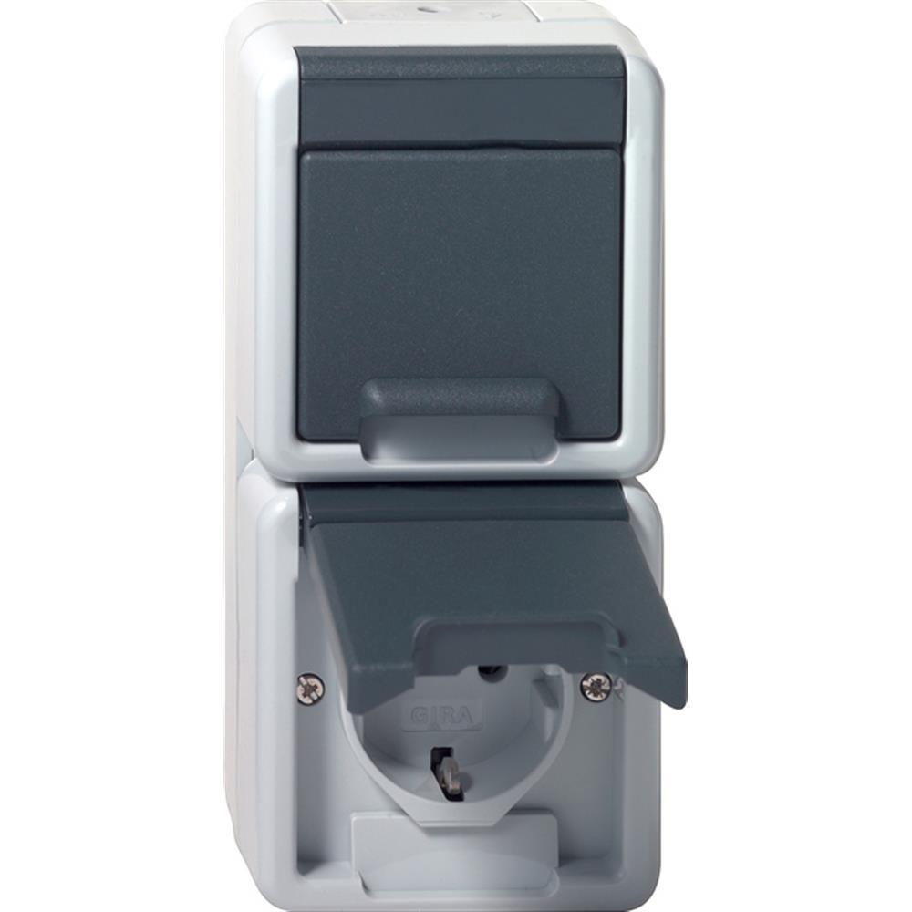 GIRA SCHUKO 2f senkr. KD WG AP Grau – 478030