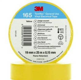 3M Isolierband, Polyvinylchlorid (PVC), 19mm, 25m, gelb, 0-90°C, 0,15mm – TEMFLEXVINYLISOLIERBAND165GEL