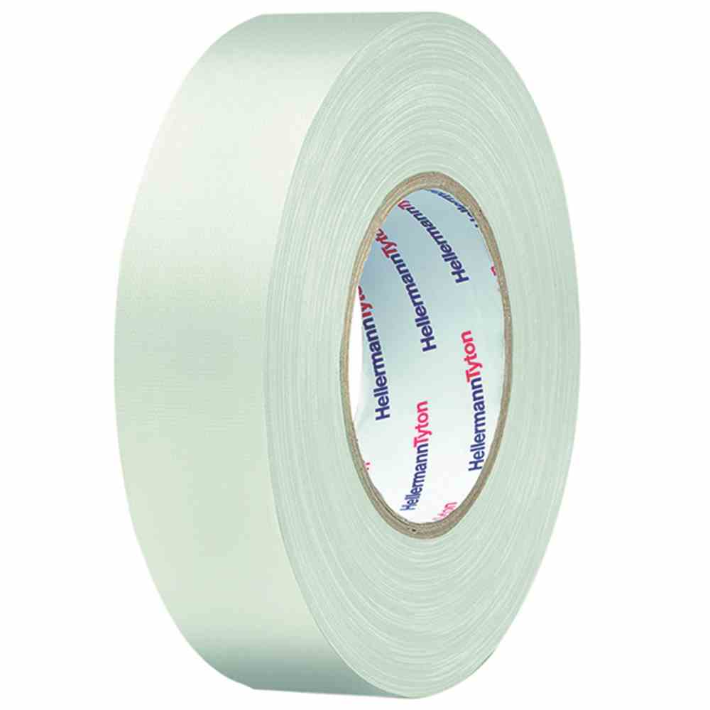 HELLERMANN TYTON Gewebeband, 19mm, 50m, weiß, 60°C, 0,31mm – HTAPE-TEX-19x50 CO WH 50