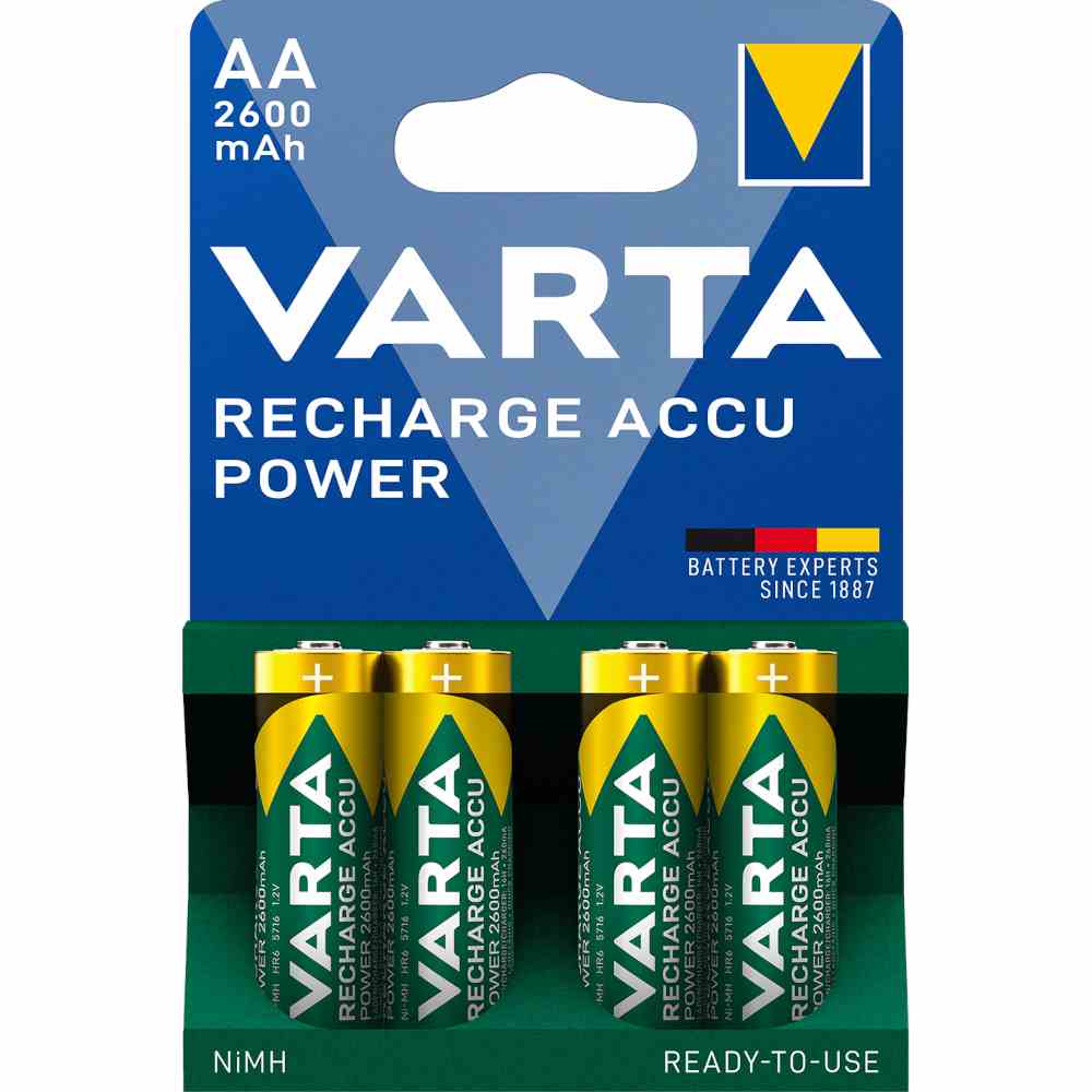 VARTA Akku, Mignon, 1,2V, AA, Nickel-Metall-Hydrid, 2600mAh, HR6, 1zell, Ø14,5mm – 5716