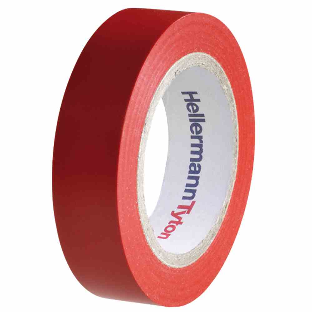 HELLERMANN TYTON Isolierband, Polyvinylchlorid (PVC), 15mm, 10m, rot, -10-90°C, 0,15mm, Selbstverlöschend – HTAPE-FLEX15-15x10 PVC RD 10