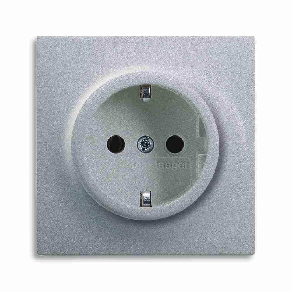 BUSCH-JAEGER impuls Steckdose, 1f, aluminium-silber, matt, Unterputz, horizontal/vertikal, IP20, Zentralplatte – 20 EUC-783