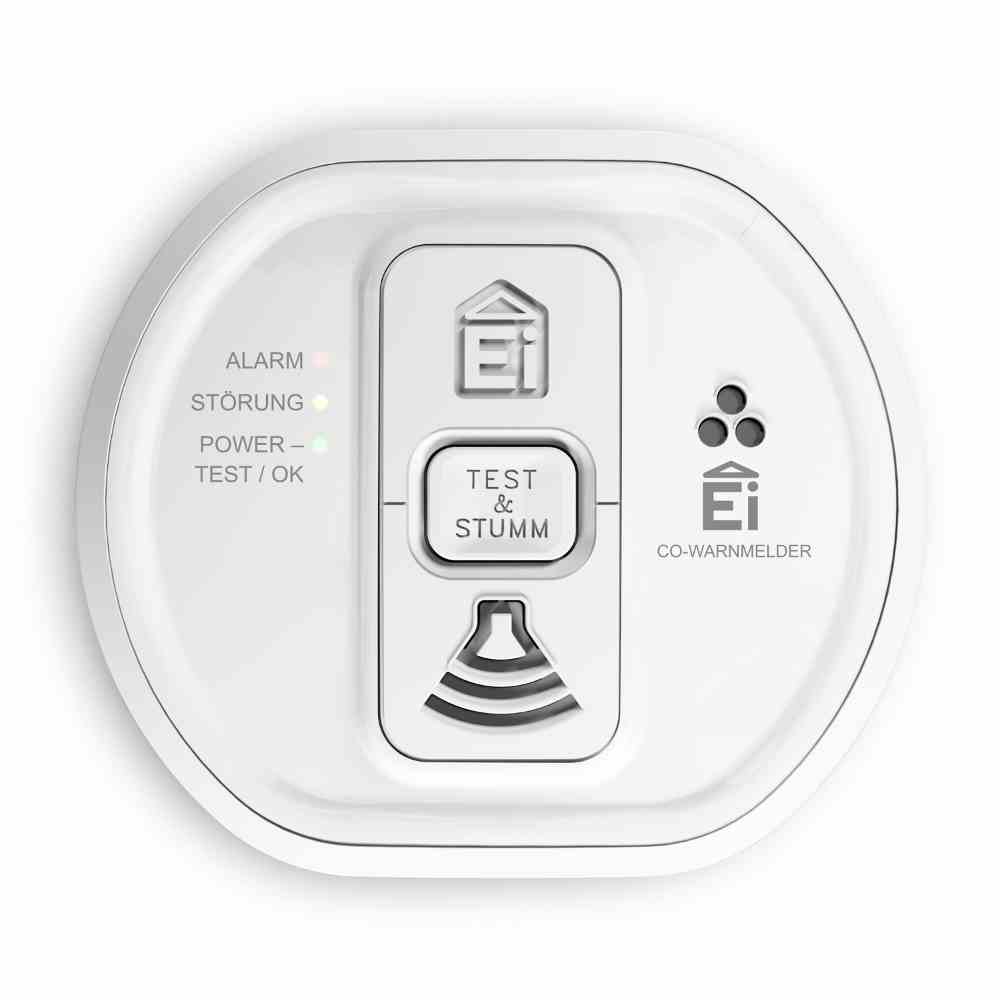 EI ELECTRONICS Kohlenmonoxidmelder, 85dB, mit Sockel, Standalone, Vernetzbar über Funk(optional), Batterie/Akku, 3V, DC, weiß, Aufbau, IP20