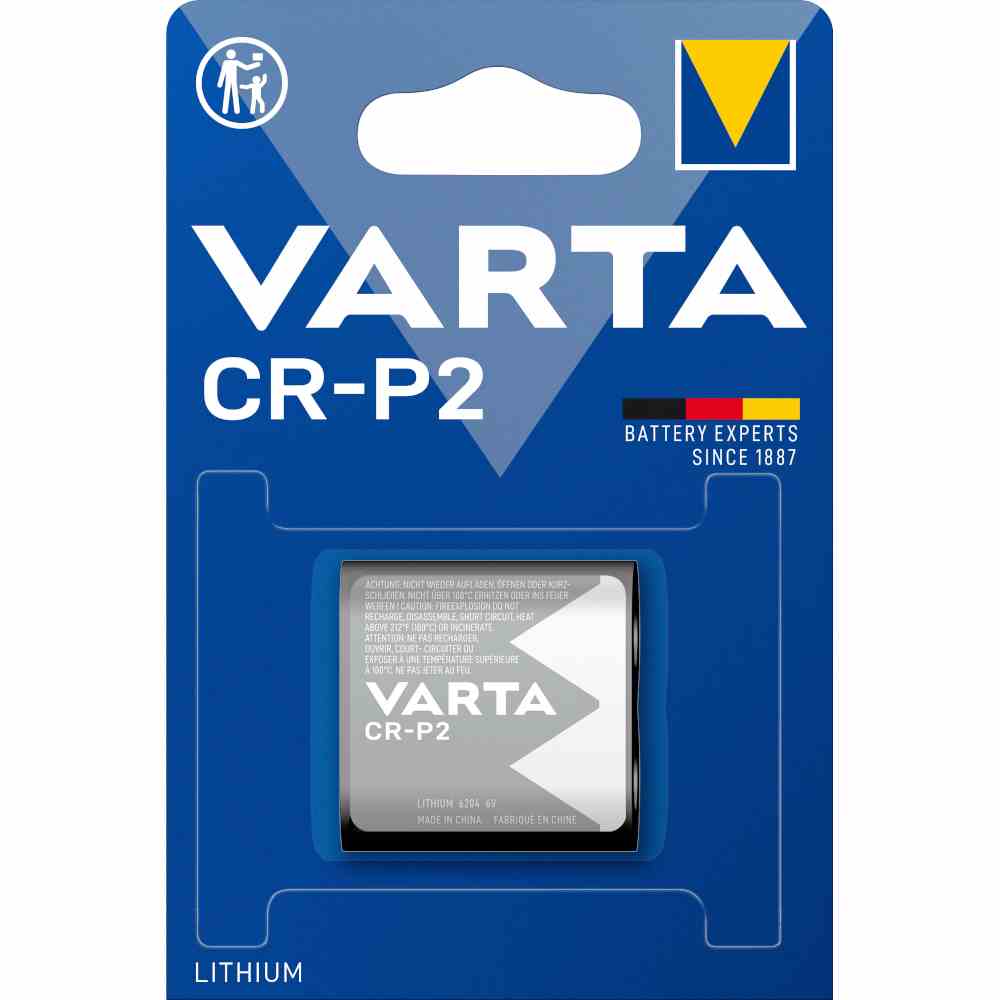 VARTA CRP2 Batterie, 6V, Lithium, 1450mAh, 19,5x345x35mm, PHOTO LITHIUM, VE = 1er Blister – CRP2
