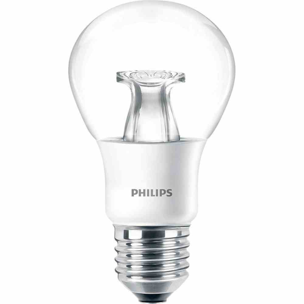 PHILIPS LED-Lampe, E27, A60, 5,5W, 2700K, extrawarmweiß, 470lm, klar, dimmbar, AC, Ø60,5x109mm, 220-240V – MASTER LEDbulb 6-40W 827 A60 E27 klar Di