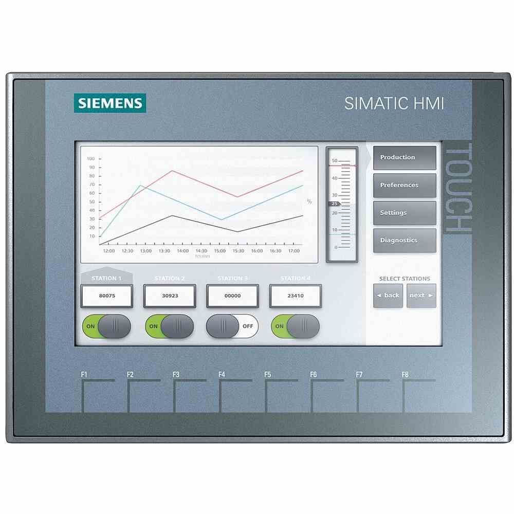 SIEMENS AG "SIMATIC HMI, KTP700 Basic, Basic Panel, Tasten-/Touch-Bedienung, 177,8mm (7") TFT-Display, 65536 Farben, PROFINET Schnittstelle – 6AV2123-2GB03-0AX0