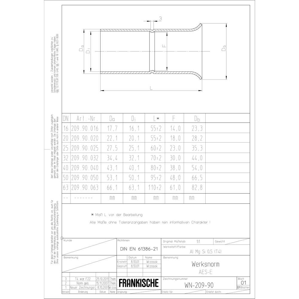 FRÄNKISCHE AES-E 20 Aluminium-Steckendtülle für Alu Steck-ES, alugrau, silbrig, Kantenschutz – AES-E 20