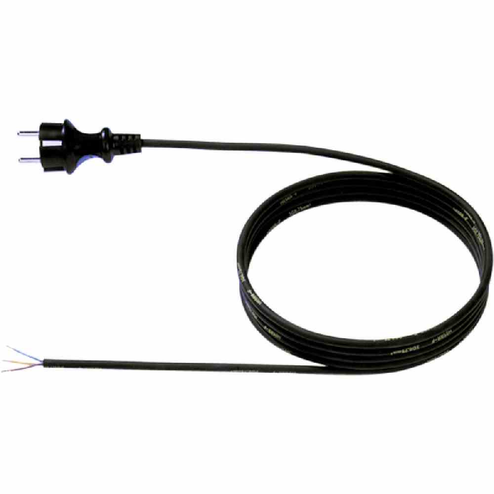 BACHMANN Netzanschlussleitung, 5m, 3x0,75mm², Gummi, schwarz, Schutzkontaktstecker, Aderendhülse, 0-70°C, 250V – 321.176