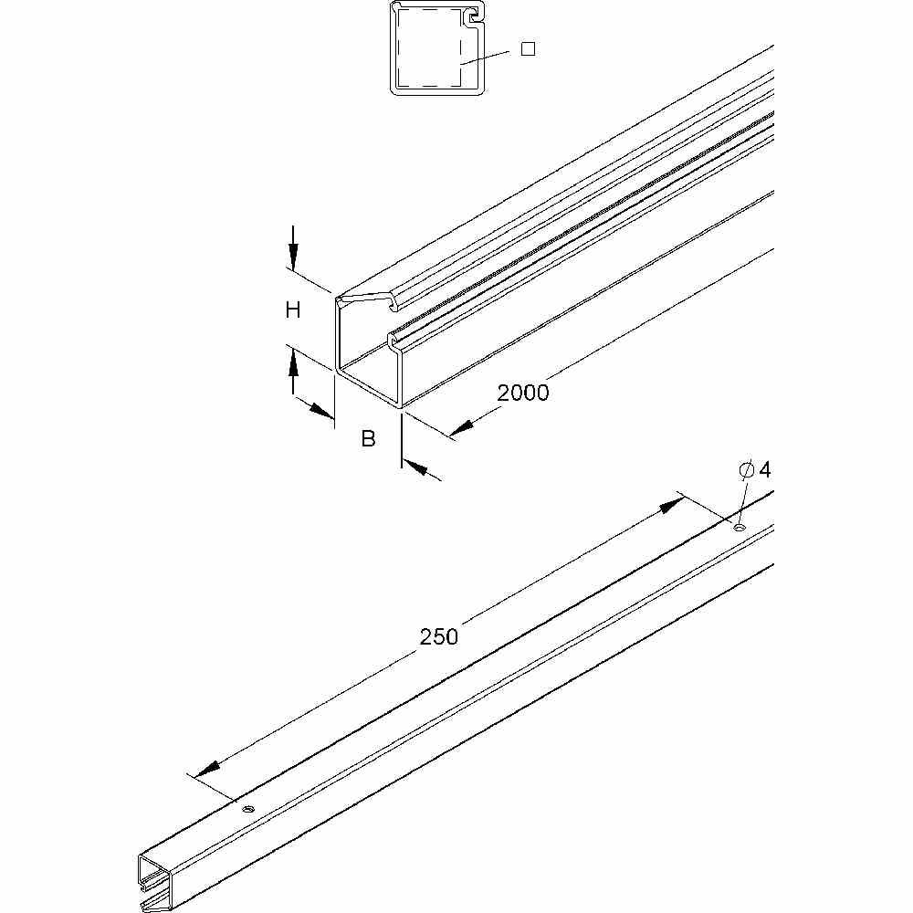 HKL LCD-Minikanal, 4,6x9x2000 mm, Kunststoff PVC-hart, RAL9001, cremeweiß