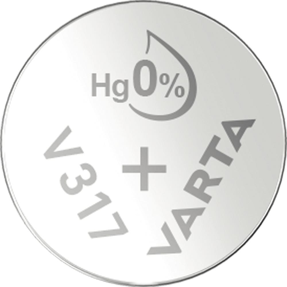 VARTA V317 Knopfzelle, 1,55V, SR62, Silberoxid, 12mAh, Ø5,8x1,65mm, SR516SW/RW326, WATCH UHRENBATTERIE, VE = 1er Blister