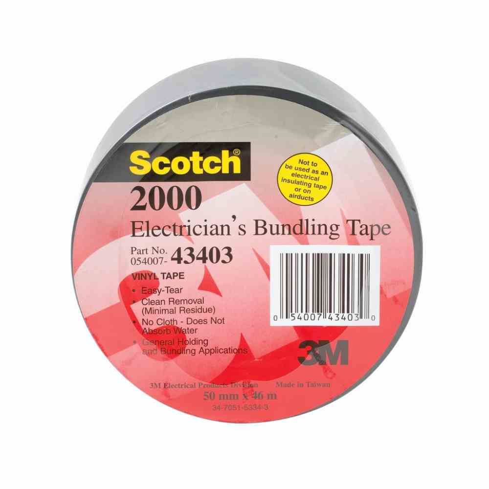 3M Scotch2000 Isolierband, PVC, 50mm, 46m, grau, UV-beständig, 0,15mm, selbstverlöschend – Scotch2000