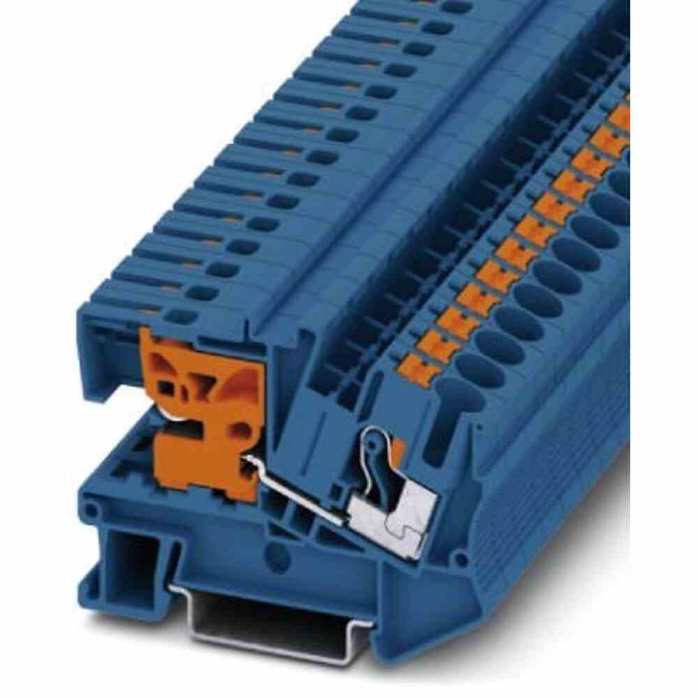 PHOENIX N-Trennklemme, 0,5-6mm², 41A, 3x10mm, blau, 8,2mm, Anschlussplatte erforderlich, Steckanschluss – PTN 6