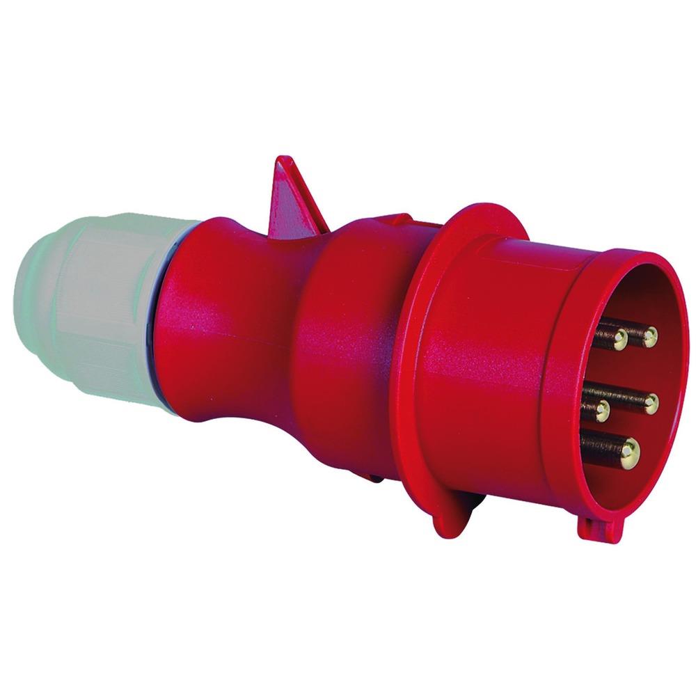 BALS CEE-Stecker, 5p, 16A, IP44, 400V (50+60Hz) rot, 6h, Schraubklemme, gerade, Kunststoff, Verschraubung – 203-TLS