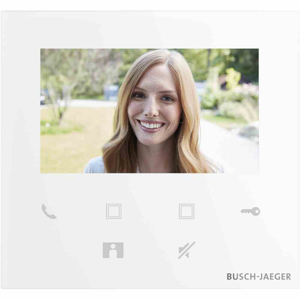 BUSCH-JAEGER Video-Haustelefon, Bus-System, Unterputz, Farbe PAL, 108mm, weiß, 131,4x122,3x18mm, hörerlose Sprechstelle – M22401-W-03