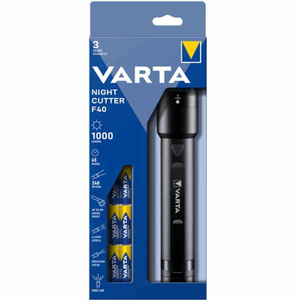 VARTA LED-Handtaschenleuchte, Mignon, wasserdicht, schwarz, Aluminium, mit Leuchtmittel – 18902101121