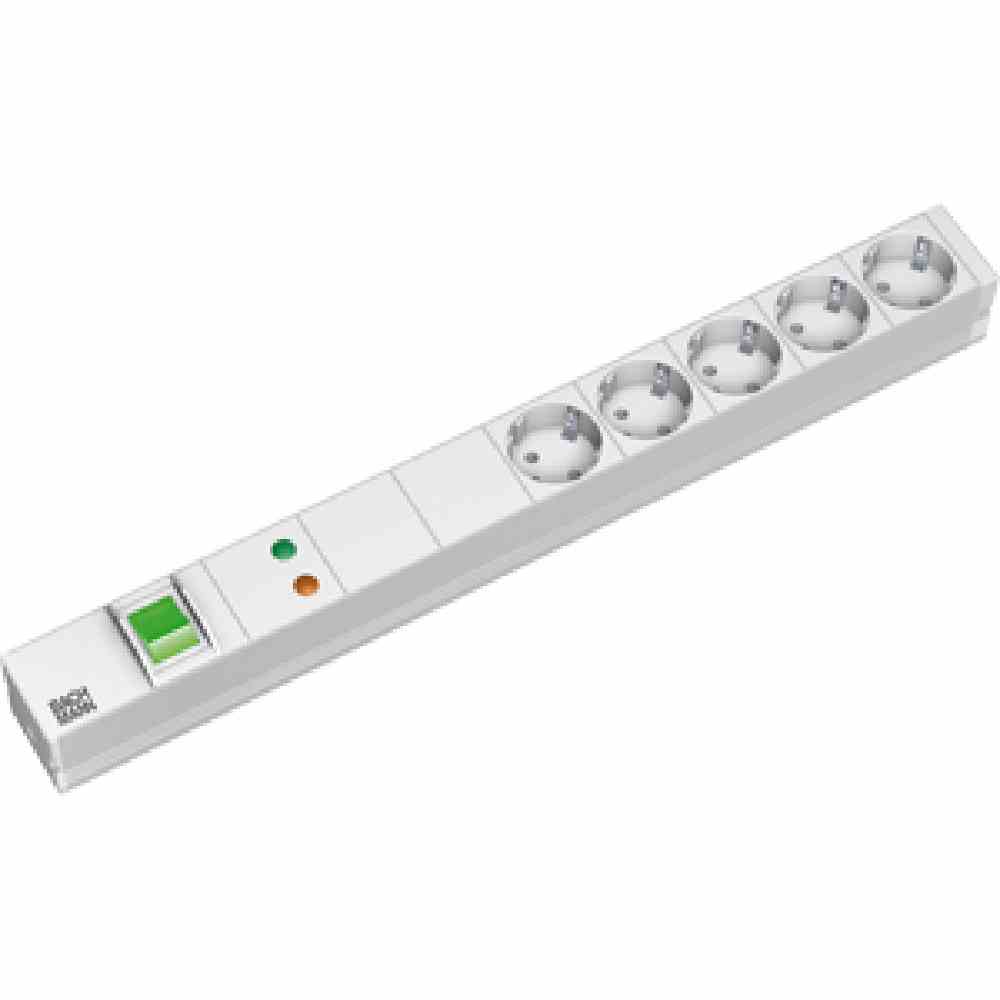 BACHMANN Rack-Stromverteilung, Überspannungsschutz, 1HE, 482,6mm (19), 5Steckd, 230V, mit LED-Anzeige, Netzentstörfilter, schaltbar – 333.403