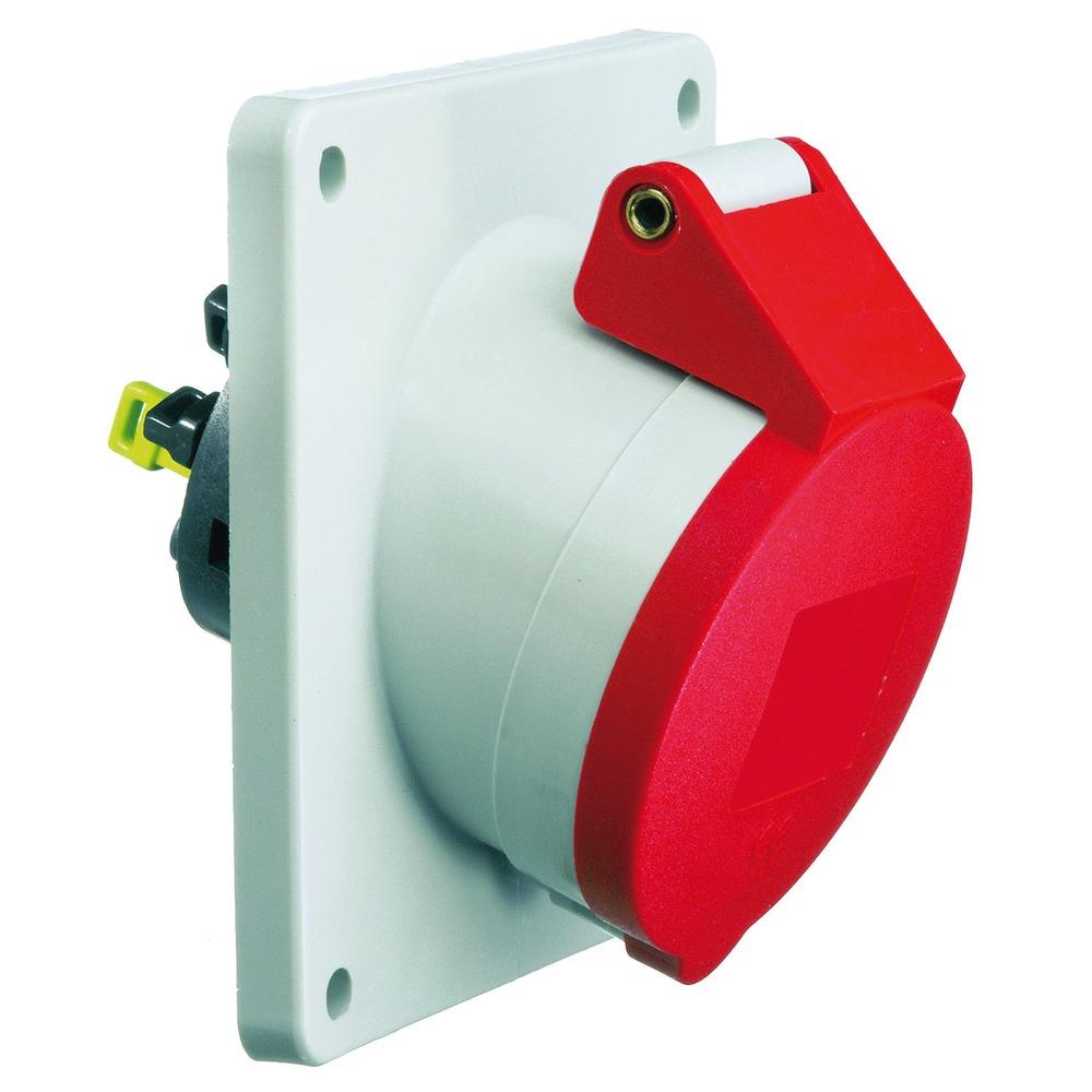 BALS CEE-Anbausteckdose, 5p, 16A, 400V (50+60Hz) rot, 6h, IP44, schraublose Klemme, abgewinkelt, Kunststoff, 110x110mm – 12805 BALS CEE-Anbausteckdose, 5p, 16A, 400V (50+60Hz) rot, 6h, IP44, schraublose Klemme, abgewinkelt, Kunststoff, 110x110mm – 12805