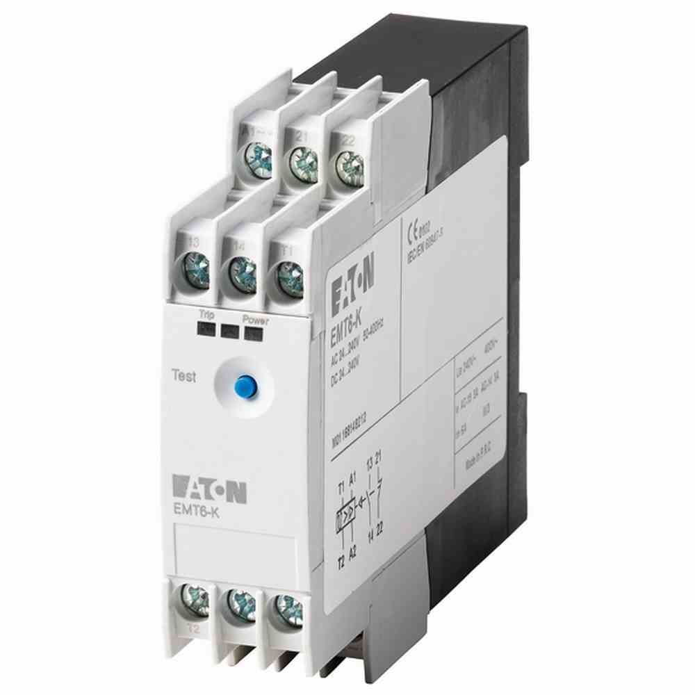 EATON EMT6-K Thermistor-Maschinenschutzrelais, 1 Schließer + 1 Öffner, 24 - 240 V 50 - 400 Hz, 24 - 240 V DC, ohne Wiedereinschaltsperre – EMT6-K