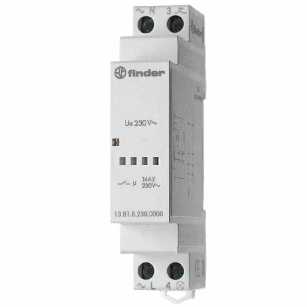 FINDER REG Stromstoßschalter, elektronisch, 1 Schließer 16 A , für 230 V AC – 138182300000