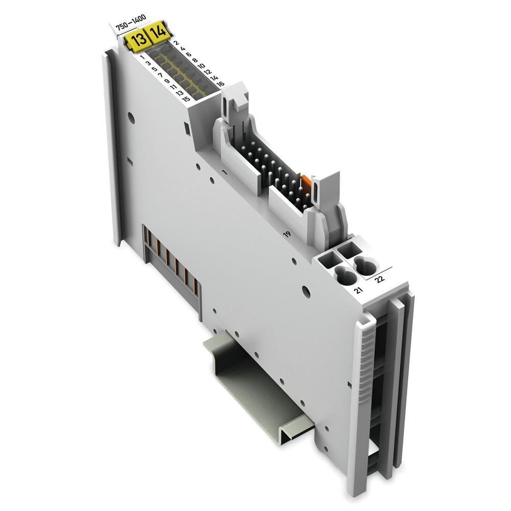 WAGO 16-Kanal-Digitaleingangsklemme DC 24 V 3,0 ms Flachbandkabel lichtgrau – 750-1400