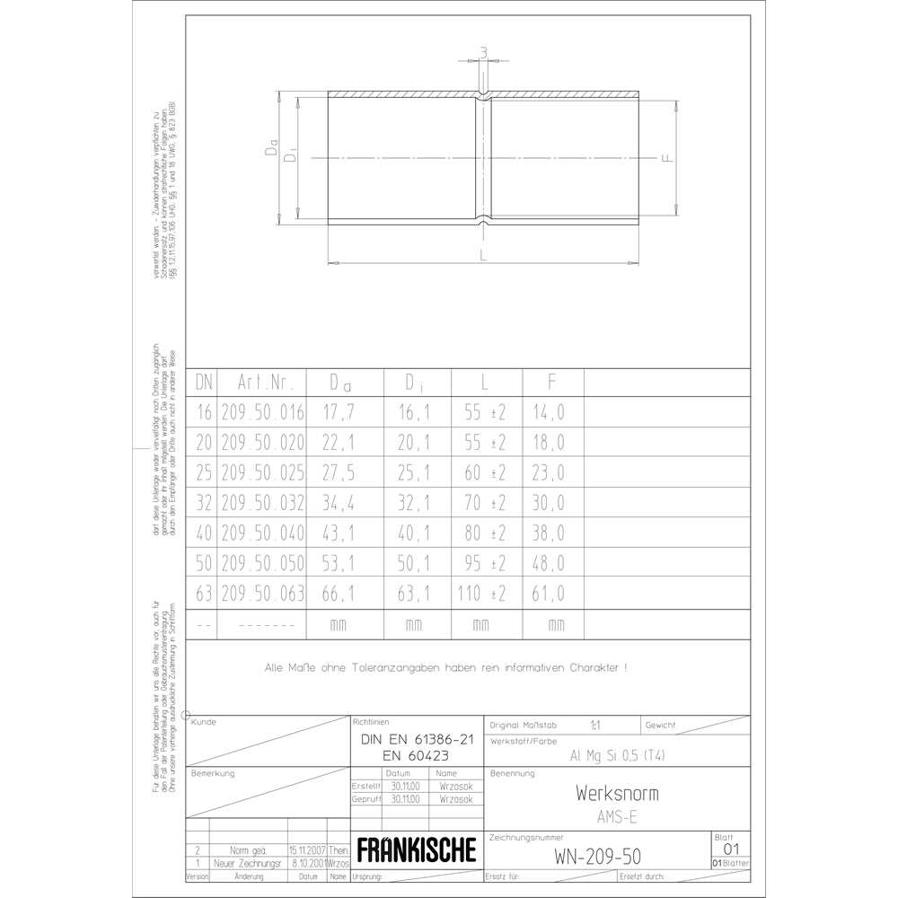 FRÄNKISCHE AMS-E 16 Aluminium-Steckmuffe für Alu Steck-ES, alugrau, silbrig, hoher Korrosionsschutz – AMS-E 16 FRÄNKISCHE AMS-E 16 Aluminium-Steckmuffe für Alu Steck-ES, alugrau, silbrig, hoher Korrosionsschutz – AMS-E 16