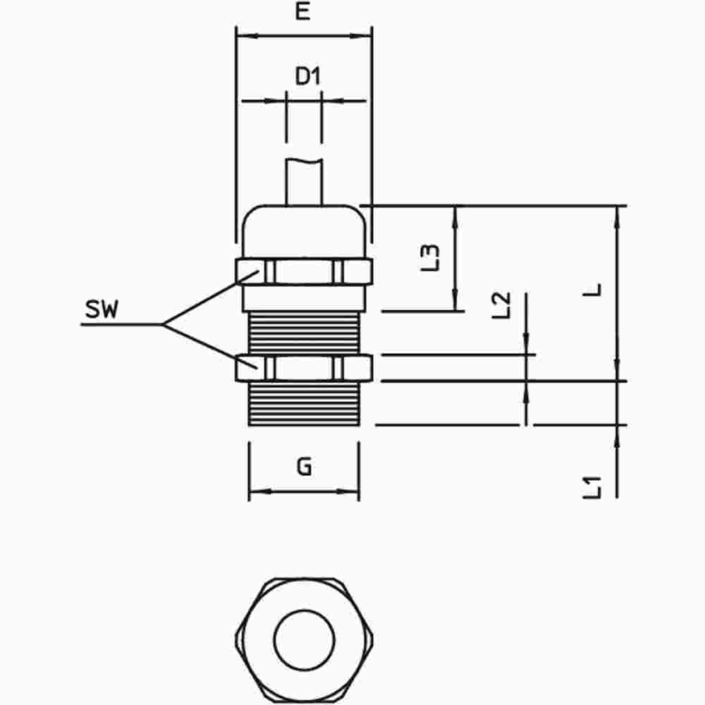 OBO BETTERMANN Kabelverschraubung M32, CuZn, N x1,5, vernickelt