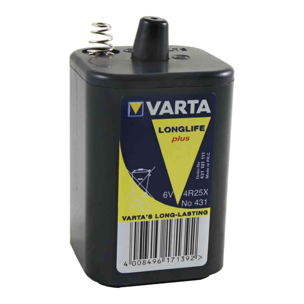 VARTA 431 Block Batterie, 6V, 4R25, Zink-Kohle, 8500mAh, 67x115x67mm, (Motor), LONGLIFE – 431