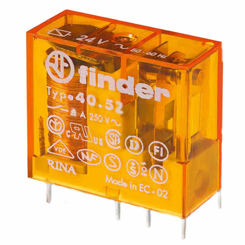 FINDER Relais, 2 Wechsler für 8 A, Spule 12 V AC mit Steck- und Printanschlüssen – 405280120000