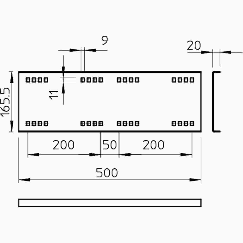 OBO BETTERMANN Längsverbinder für Weitspann-System 160 160x500, St, FT 160mm, St, tfverz – WRVL 160 FT (2 C62)