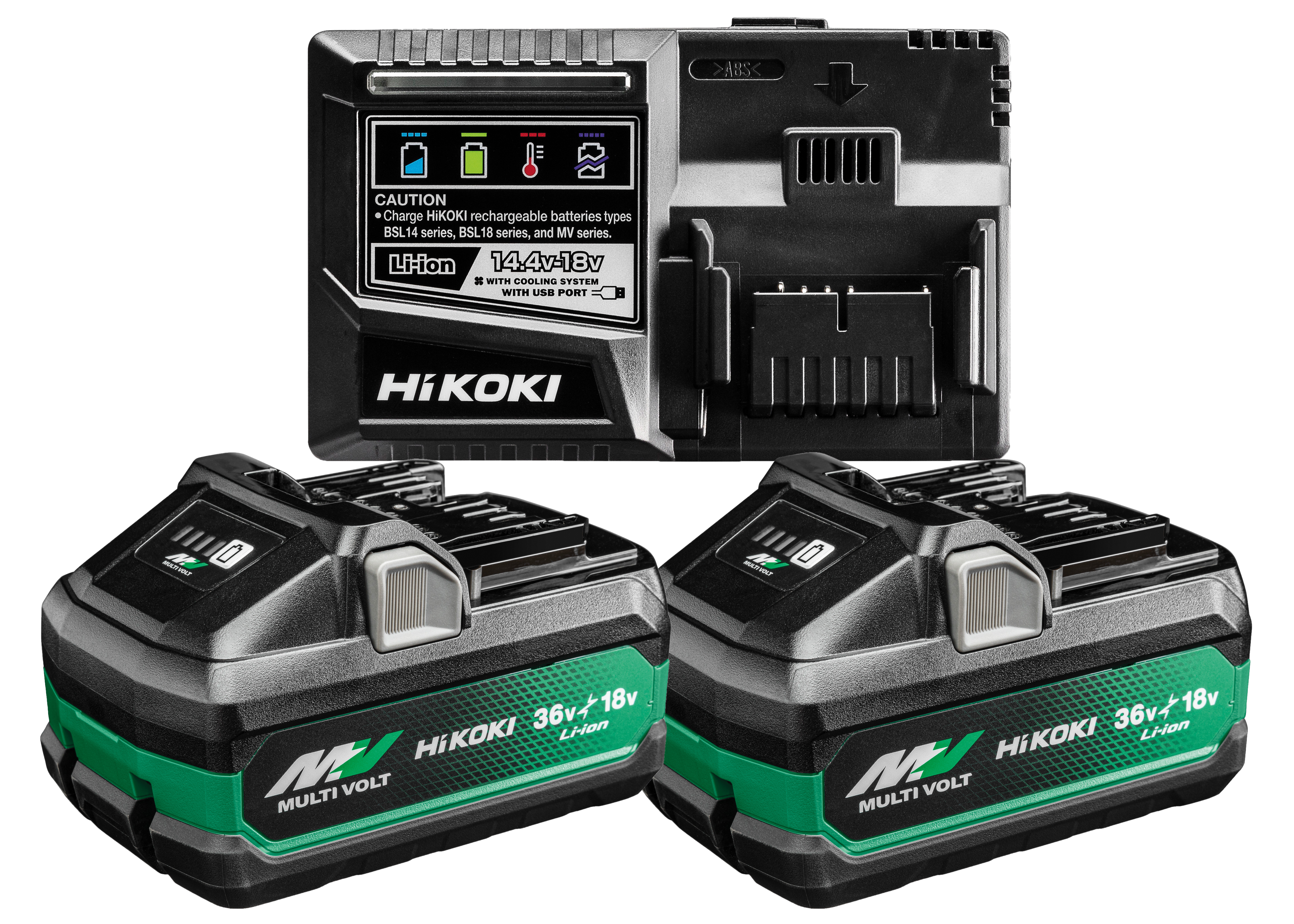 HiKOKI BSL36B18X (2Stk.) + UC18YSL3 MULTI VOLT 2x Akkus 36 V 4,0 Ah / 18V 8,0 Ah + Ladegerät – UC18YSL3WJZ